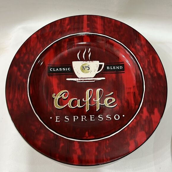 Sakura Coffee Break Plates set 4 Paris Cafe New York Caffe Expresso 8 In Round - Picture 8 of 11